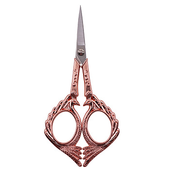 Stainless Steel Phoenix Scissors, Alloy Handle, Embroidery Scissors, Sewing Scissors, Rose Gold & Stainless Steel Color, 12.6cm
