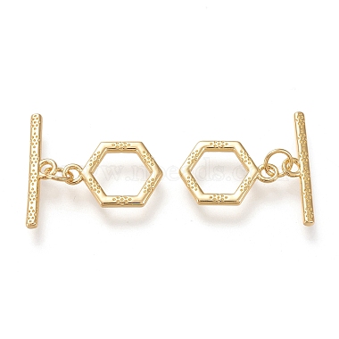 Real 18K Gold Plated Hexagon Brass Toggle Clasps
