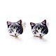 Real 14K Gold Plated Alloy Kitten Stud Earrings(EJEW-G148-01G-07)-1