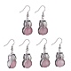 Boucles d'oreilles pendantes hibou en quartz rose naturel(EJEW-A092-08P-04)-1