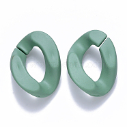 Opaque Spray Painted Acrylic Linking Rings, Quick Link Connectors, for Curb Chains Making, Twist, Teal, 30x21x6mm, Inner Diameter: 16x8mm(OACR-S036-001B-I11)