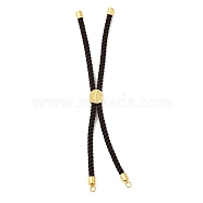 Twisted Nylon Cord Silder Bracelets, Link Bracelet Making for Connector Charm, with Long-Lasting Plated Golden Brass Cord End & Alloy Tree of Life, Coffee, 8-3/4~8-7/8 inch(22.2~22.6cm), Hole: 2mm(DIY-B066-03G-08)