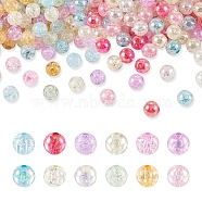 Mega Pet 480Pcs 12 Style Crackle Acrylic Beads, Round, Mixed Color, 8x7mm, Hole: 1.8~2mm, 40pcs/style(FIND-MP0001-06)