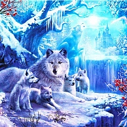 DIY Wolf & Scenery Diamond Painting Kits, including Resin Rhinestones, Diamond Sticky Pen, Tray Plate and Glue Clay, Colorful, 300x400mm(DIAM-PW0001-252K)