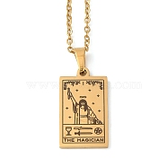 Tarot Theme 304 Stainless Steel Pendant Nacklaces For Women, Cable Chain Necklaces, Real 18K Gold Plated, The Magician, 455mm, pendant: 22.5x13mm(STAS-S128-02A)