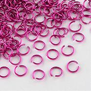 Aluminum Wire Open Jump Rings, Medium Violet Red, 20 Gauge, 6x0.8mm, Inner Diameter: 5mm, about 2150pcs/50g(X-ALUM-R005-0.8x6-05)