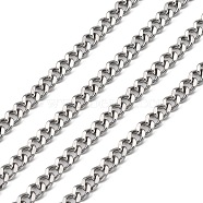 304 Stainless Steel Twist Chains, Faceted, Unwelded, Stainless Steel Color, 5.5x4.5x1.2mm(CHS-K001-19-4.5mm)