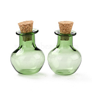 Round Glass Cork Bottles Ornament, Glass Empty Wishing Bottles, DIY Vials for Pendant Decorations, Medium Sea Green, 1.8x2.1cm(GLAA-D002-03B)