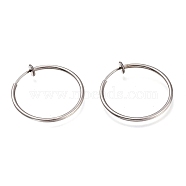 304 Stainless Steel Retractable Earrings, Clip-on Earrings For Non-pierced Ears, Stainless Steel Color, 50x2mm(STAS-O135-01G-02)