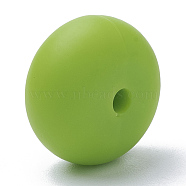 Food Grade Eco-Friendly Silicone Beads, Chewing Beads For Teethers, DIY Nursing Necklaces Making, Rondelle, Lawn Green, 14x8mm, Hole: 3mm(SIL-Q001B-08)