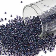 TOHO Round Seed Beads, Japanese Seed Beads, (181) Inside Color AB Crystal/Purple Lined, 11/0, 2.2mm, Hole: 0.8mm, about 1110pcs/bottle, 10g/bottle(SEED-JPTR11-0181)
