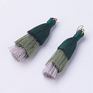 Nylon Tassel Decorations, with Iron Findings, Pendant Decoration, Golden, Colorful, 43x8mm, Hole: 3x4mm(OCOR-P004-C05)