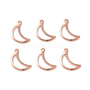 304 Stainless Steel Charms, Moon, Rose Gold, 15x9x1mm, Hole: 1mm(STAS-P227-20RG)