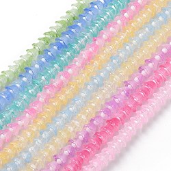 Transparent Glass Beads Strands, Flower, Mixed Color, 11~12x7.5~8mm, Hole: 1.4mm, about 50pcs/strand, 11.42''(29cm)(LAMP-H061-01C)