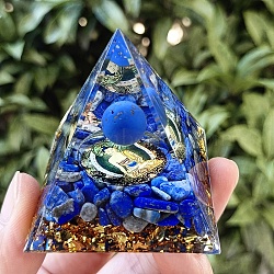 Orgonite Pyramid Resin Energy Generators, Reiki Natural Lapis Lazuli Chips Inside for Home Office Desk Decoration, 50mm(PW-WGF1934-01)