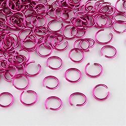 Aluminum Wire Open Jump Rings, Medium Violet Red, 20 Gauge, 6x0.8mm, Inner Diameter: 5mm, about 2150pcs/50g(X-ALUM-R005-0.8x6-05)