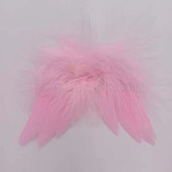 Mini Doll Angel Wing Feather, with Polyester Rope, for DIY Moppet Makings Kids Photography Props Decorations Accessories, Pink, 80x60mm(FIND-PW0001-049-B02)