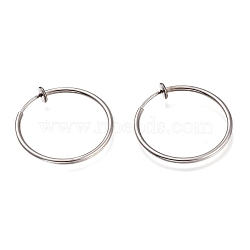 Non-Tarnish 304 Stainless Steel Retractable Earrings, Clip-on Earrings For Non-pierced Ears, Stainless Steel Color, 50x2mm(STAS-O135-01G-02)