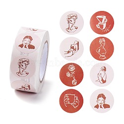 Cartoon Paper Stickers, Self Adhesive Roll Sticker Labels, for Envelopes, Bubble Mailers and Bags, Flat Round with Abstract Pattern, Human Pattern, 2.5x0.01cm, 500pcs/color(DIY-B041-31E)