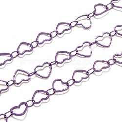 Spray Painted Brass Link Chains, Soldered, with Spool, Heart, Purple, link: 4x3x0.5mm, heart: 6.5x7.5x1mm, 32.8 Feet(10m)/roll
(CHC-M021-01C)