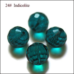 K9 Glass, Imitation Austrian Crystal Beads, Grade AAA, Faceted, Round, Teal, 6mm, Hole: 0.7~0.9mm(SWAR-F073-6mm-24)