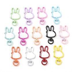 Spray Painted Eco-Friendly Alloy Swivel Snap Hook Clasps, Cadmium Free & Nickel Free & Lead Free, Rabbit, Mixed Color, 41x22x5.5mm(PALLOY-T090-05-NR)