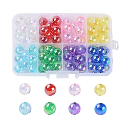8 Colors Eco-Friendly Transparent Acrylic Beads, AB Color, Round, Mixed Color, 10mm, Hole: 2mm, 8colors, about 11pcs/color, 88pcs/box(MACR-X0020-04-10mm)