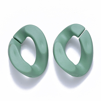 Opaque Spray Painted Acrylic Linking Rings, Quick Link Connectors, for Curb Chains Making, Twist, Teal, 30x21x6mm, Inner Diameter: 16x8mm