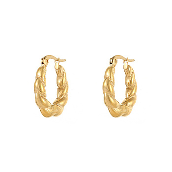 Titanium Steel Hoop Earrings, Golden, 26.5x18.5mm