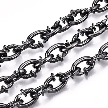 Alloy Nail
 Chain, Unwelded, Oval, with Spool, Gunmetal, 15x11x5mm, about 32.81 Feet(10m)/Roll