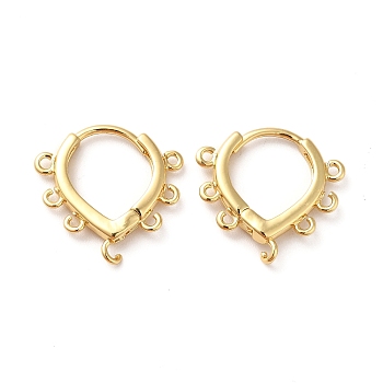 Brass Hoop Earring Findings, with Loops, Teardrop, Real 18K Gold Plated, 18x19x3mm, Hole: 1.2mm, Pin: 1mm