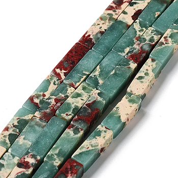 Synthetic Imperial Jasper Beads Strands, Dyed, Cuboid, Teal, 12~13.5x4~4.5mm, Hole: 0.8mm, about 29pcs/strand, 14.96 inch~15.19 inch(38~38.6cm)