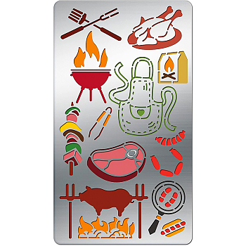 Cooking Theme Stainless Steel Cutting Dies Stencils, for DIY Scrapbooking/Photo Album, Decorative Embossing DIY Paper Card, Food Pattern, 17.7x10.1cm