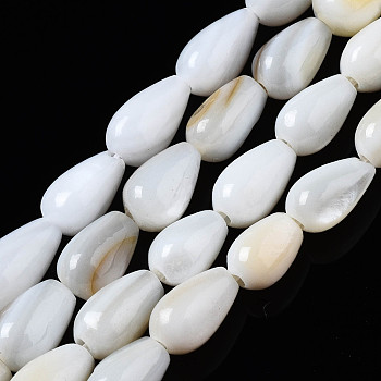 Natural Freshwater Shell Beads Strands, Teardrop, Seashell Color, 6x4x4mm, Hole: 1mm, about 61~65pcs/strand, 15.16 inch(38.5cm)