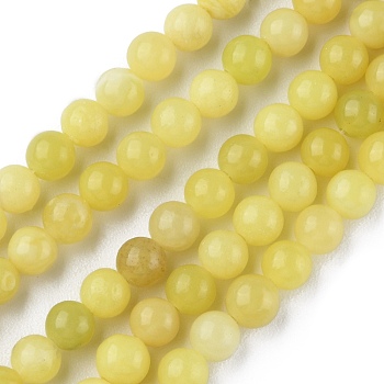 Natural Lemon Jade Beads Strands, Round, 6mm, Hole: 0.8mm, about 59~63pcs/strand, 14.96~15.12 inch(38~38.4cm)