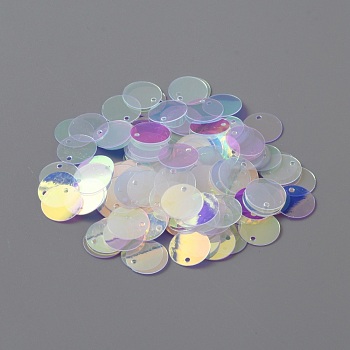 Iridescent PVC Paillette/Sequins Pendants, Flat Round, Ornament Accessories, Plum, 10x0.2mm, Hole: 1mm, about 1000pcs/bag