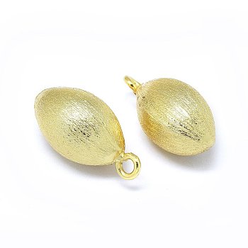 Brass Pendants, Oval, Real 18K Gold Plated, 20.5x10mm, Hole: 2mm