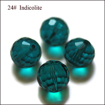 Imitation Austrian Crystal Beads, Grade AAA, Faceted, Round, Teal, 6mm, Hole: 0.7~0.9mm
