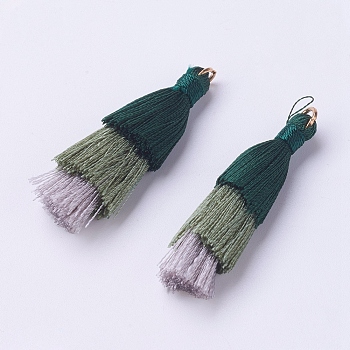Nylon Tassel Decorations, with Iron Findings, Pendant Decoration, Golden, Colorful, 43x8mm, Hole: 3x4mm