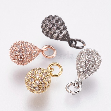 Mixed Color Drop Brass+Cubic Zirconia Charms