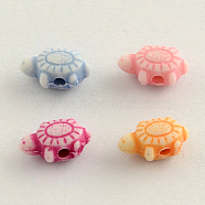 Craft Style Acrylic Beads, Tortoise, Mixed Color, 10x6x4mm, Hole: 2mm, about 3800pcs/500g(MACR-Q153-M013)