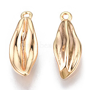 Brass Charms, Leaf, Cadmium Free & Nickel Free & Lead Free, Real 18K Gold Plated, 15x6x3mm, Hole: 1mm(KK-N216-400)