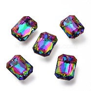 Glass Rhinestone Pendants, Back Plated, Faceted, Octagon Rectangle, Volcano, 16x11x5.5mm, Hole: 1.6mm(RGLA-A024-E01-001VO)