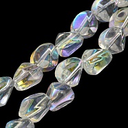 AB Color Plated Electroplate Transparent Glass Beads Strands, Faceted Polygon, Clear AB, 7.5x6x6.8mm, Hole: 1mm, about 90pcs/strand, 26.85 inch(68.2cm)(EGLA-G037-04A-AB01)