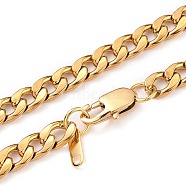 Men's 304 Stainless Steel Cuban Link Chain Necklaces, Chunky Chain Necklaces, with Lobster Claw Clasps, Golden, 30.3 inch(77.2cm), 7mm(NJEW-JN03157-02)