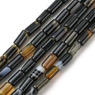 Natural Agate Beads Strands, Dyed & Heated, Column, Black, 5~6.5x3~3.5mm, Hole: 0.8mm, about 73pcs/strand, 15.75''(40cm)(G-D067-A01)