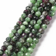 Natural Ruby in Zoisite Beads Strands, Round, Faceted, 3mm, Hole: 0.5mm, about 116~133pcs/strand, 15.35 inch(39cm)(G-S362-109B)