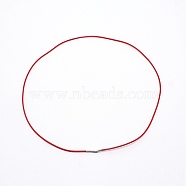Polyester Waxed Cords Necklace Making, with 304 Stainless Steel Bayonet Clasps, Stainless Steel Color, Red, 66x0.2cm(MAK-WH0009-05F-02)