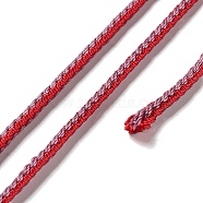 14M Duotone Polyester Braided Cord, Round, Red, 2.5mm, about 15.31 Yards(14m)/Roll(OCOR-G015-02A-15)