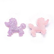 Handmade Puppy Costume Accessories, Cloth Embroidery, Appliques, Poodle Dog, Pearl Pink, 44x51x3.5mm(FIND-WH0043-01F)